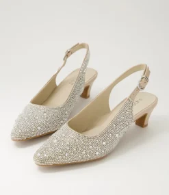 Women SUPERSOFT Comfort|Heels-Looloo Silver Nude Jewels Leather Heels