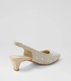 Women SUPERSOFT Comfort|Heels-Looloo Silver Nude Jewels Leather Heels