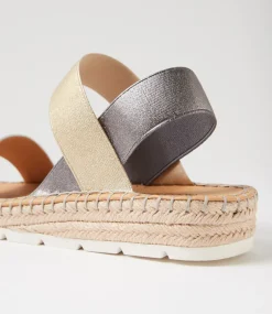 Women DIANA FERRARI Flats|Sandals-Loquat Metallic Multi Leather Elastic Sandals