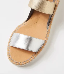 Women DIANA FERRARI Flats|Sandals-Loquat Metallic Multi Leather Elastic Sandals