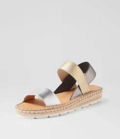Women DIANA FERRARI Flats|Sandals-Loquat Metallic Multi Leather Elastic Sandals