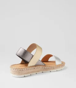 Women DIANA FERRARI Flats|Sandals-Loquat Metallic Multi Leather Elastic Sandals