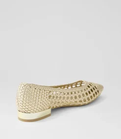 Women I LOVE BILLY Flats-Loron Pale Gold Weave Flat Shoes
