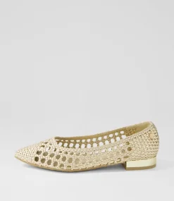 Women I LOVE BILLY Flats-Loron Pale Gold Weave Flat Shoes