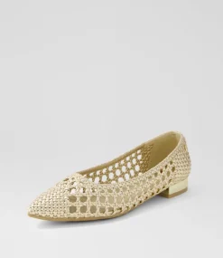 Women I LOVE BILLY Flats-Loron Pale Gold Weave Flat Shoes