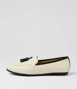 Women DIANA FERRARI Loafers|Flats-Lorrayne Cream Black Leather Loafers