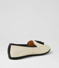 Women DIANA FERRARI Loafers|Flats-Lorrayne Cream Black Leather Loafers