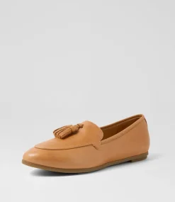 Women DIANA FERRARI Loafers|Flats-Lorrayne Dark Tan Leather Loafers