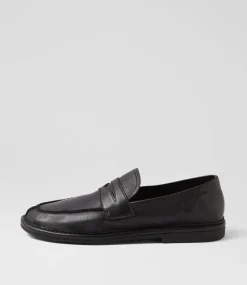 Women TOP END Loafers|Flats-Losette Black Leather Loafers