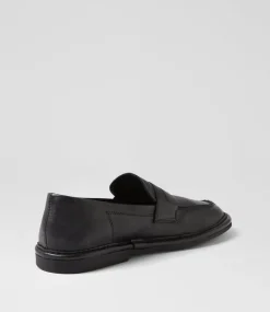 Women TOP END Loafers|Flats-Losette Black Leather Loafers
