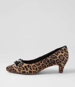 Women SUPERSOFT Dress|Comfort-Lovely Tan Leopard Suede Pump Heels