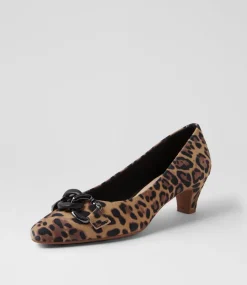 Women SUPERSOFT Dress|Comfort-Lovely Tan Leopard Suede Pump Heels