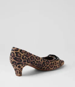 Women SUPERSOFT Dress|Comfort-Lovely Tan Leopard Suede Pump Heels