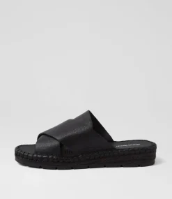 Women DIANA FERRARI Flats-Luandan Black Leather Sandals