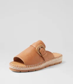 Women DIANA FERRARI Flats|Sandals-Lucern Dark Tan Leather Sandals