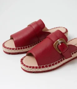 Women DIANA FERRARI Flats|Sandals-Lucern Deep Red Leather Sandals