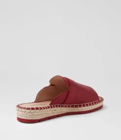 Women DIANA FERRARI Flats|Sandals-Lucern Deep Red Leather Sandals