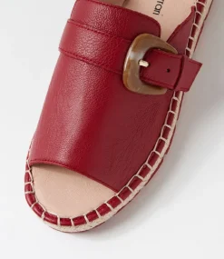 Women DIANA FERRARI Flats|Sandals-Lucern Deep Red Leather Sandals
