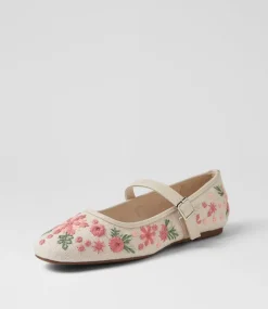 Women I LOVE BILLY Flats-Luciana Almond Embroidery Fabric Flat Shoes