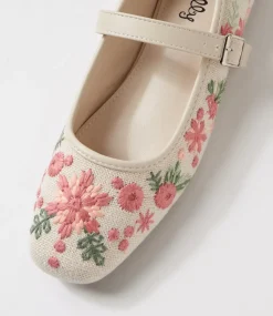 Women I LOVE BILLY Flats-Luciana Almond Embroidery Fabric Flat Shoes