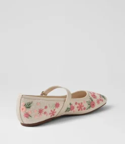 Women I LOVE BILLY Flats-Luciana Almond Embroidery Fabric Flat Shoes