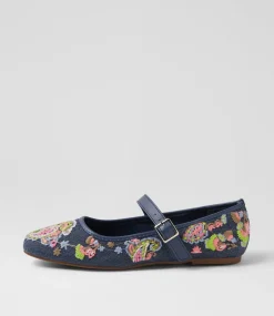 Women I LOVE BILLY Flats-Luciana Denim Embroidery Fabric Flat Shoes