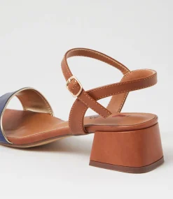 Women I LOVE BILLY Heels|Sandals-Lunto Navy Pale Gold Tan Sandals