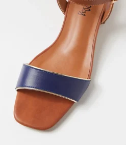 Women I LOVE BILLY Heels|Sandals-Lunto Navy Pale Gold Tan Sandals