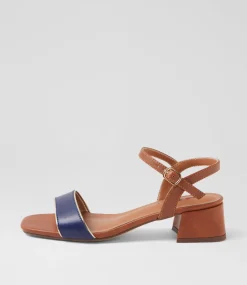 Women I LOVE BILLY Heels|Sandals-Lunto Navy Pale Gold Tan Sandals