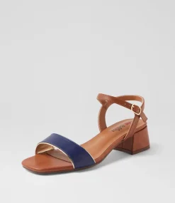 Women I LOVE BILLY Heels|Sandals-Lunto Navy Pale Gold Tan Sandals