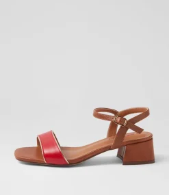 Women I LOVE BILLY Heels|Sandals-Lunto Red Pale Gold Tan Sandals