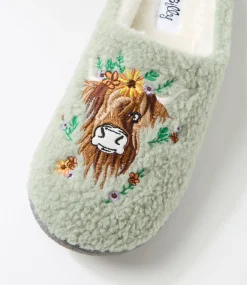Women I LOVE BILLY Flats-Luring Soft Green Multi Slippers