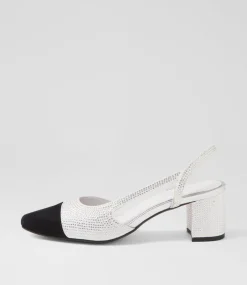 Women DIANA FERRARI Heels-Luxury Black Silver Multi Heels