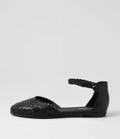 Women DIANA FERRARI Flats-Lyndsie Black Leather Flat Shoes