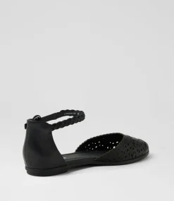 Women DIANA FERRARI Flats-Lyndsie Black Leather Flat Shoes