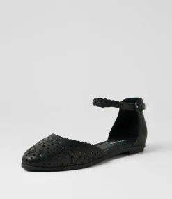 Women DIANA FERRARI Flats-Lyndsie Black Leather Flat Shoes