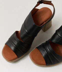 Women DIANA FERRARI Heels|Sandals-Madelina Black Leather Sandals
