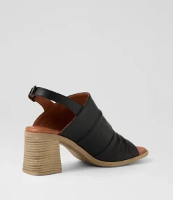 Women DIANA FERRARI Heels|Sandals-Madelina Black Leather Sandals
