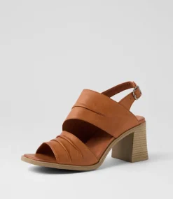 Women DIANA FERRARI Heels|Sandals-Madelina Tan Leather Sandals