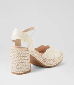 Women TOP END Heels|Sandals-Maizy Natural White Multi Synthetic Raffia Sandals