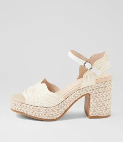 Women TOP END Heels|Sandals-Maizy Natural White Multi Synthetic Raffia Sandals