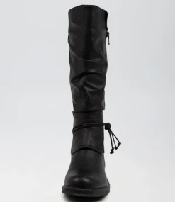 Women I LOVE BILLY Boots-Maldivian Black Smooth Knee High Boots