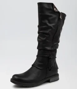 Women I LOVE BILLY Boots-Maldivian Black Smooth Knee High Boots