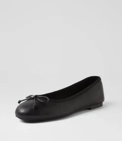 Women DIANA FERRARI Flats-Malerina Black Leather Ballet Flats