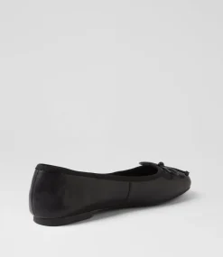 Women DIANA FERRARI Flats-Malerina Black Leather Ballet Flats