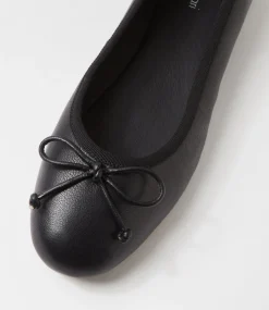 Women DIANA FERRARI Flats-Malerina Black Leather Ballet Flats