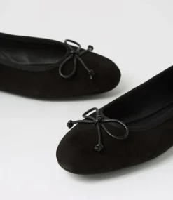 Women DIANA FERRARI Flats-Malerina Black Suede Ballet Flats