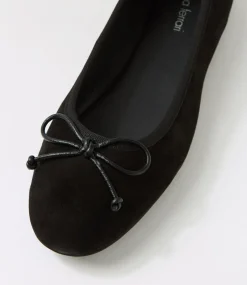 Women DIANA FERRARI Flats-Malerina Black Suede Ballet Flats