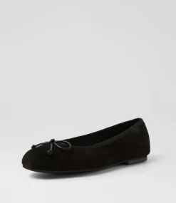 Women DIANA FERRARI Flats-Malerina Black Suede Ballet Flats