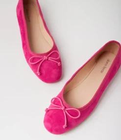 Women DIANA FERRARI Flats-Malerina Fuchsia Suede Ballet Flats
